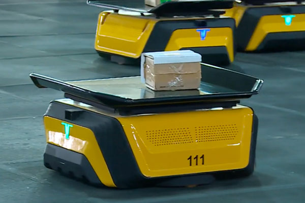 Tensor Generation 1 parcel sorting robot in operation